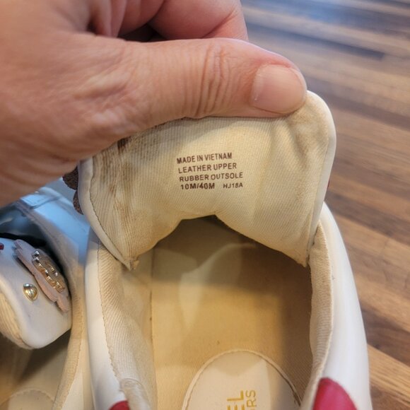 MICHAEL Michael Kors Mindy Floral Embellished White/Red Leather Sneakers - Picture 13 of 14